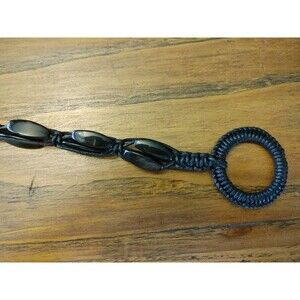 Retro 70s Boho Macrame Black Belt Tassels Large Black Beads VGC